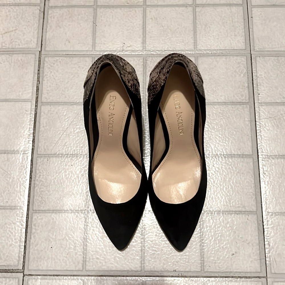 Enzo Angiolini Black Suede & Python High Heels, 5… - image 1
